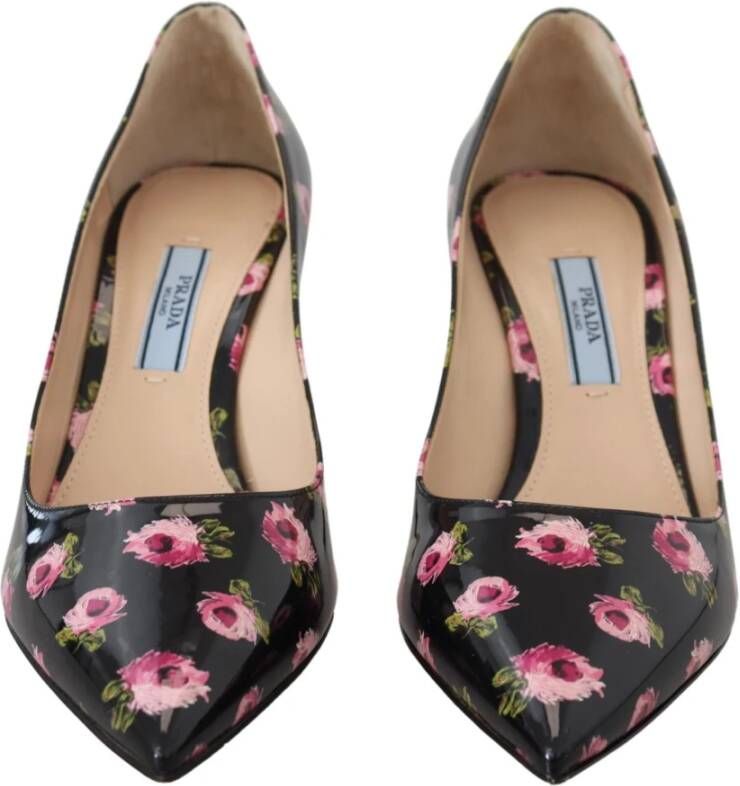 Prada Zwarte Bloemenprint Hakken Pumps Multicolor Dames