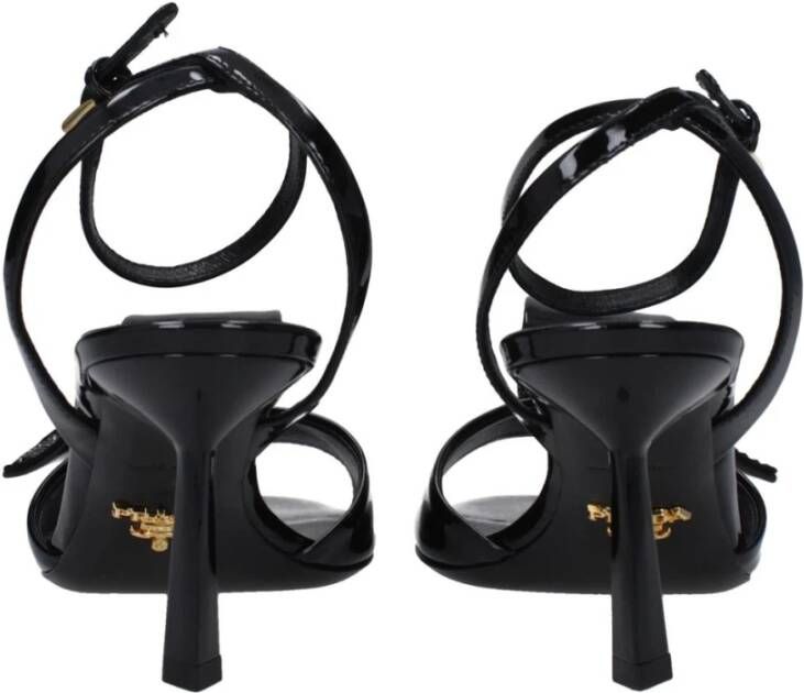 Prada Zwarte Lakleren Middelhak Sandaal