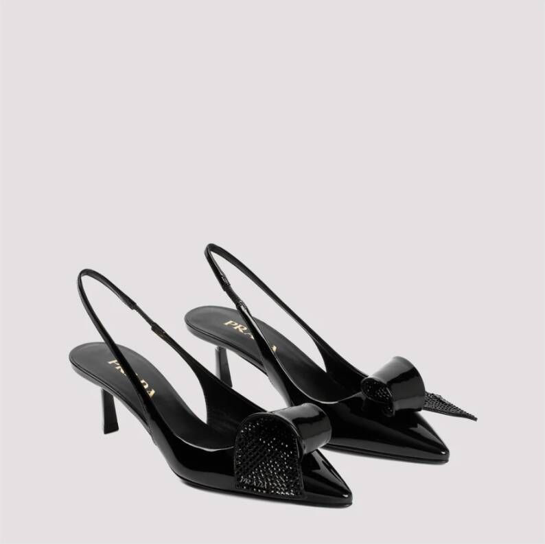Prada Zwarte Lakleren Puntige Pumps Black Dames