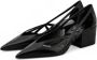 Prada Zwarte Leren Cut-Out Blokhak Pumps - Thumbnail 6