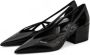Prada Zwarte Leren Cut-Out Blokhak Pumps - Thumbnail 2