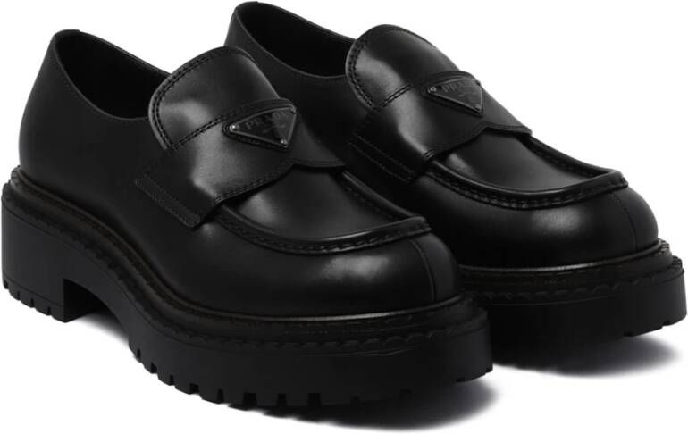 Prada Zwarte leren loafers Black Heren