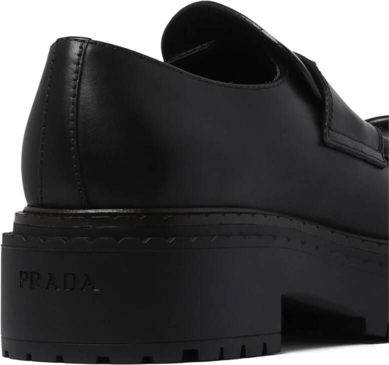 Prada Zwarte leren loafers Black Heren