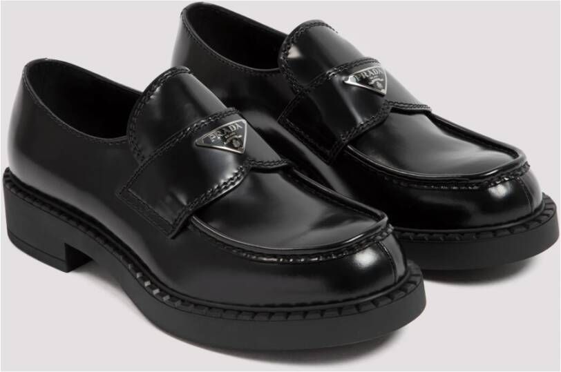Prada Zwarte Leren Loafers Stijlvolle Herenschoenen