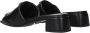 Prada Zwarte leren platte sandalen met logo - Thumbnail 2