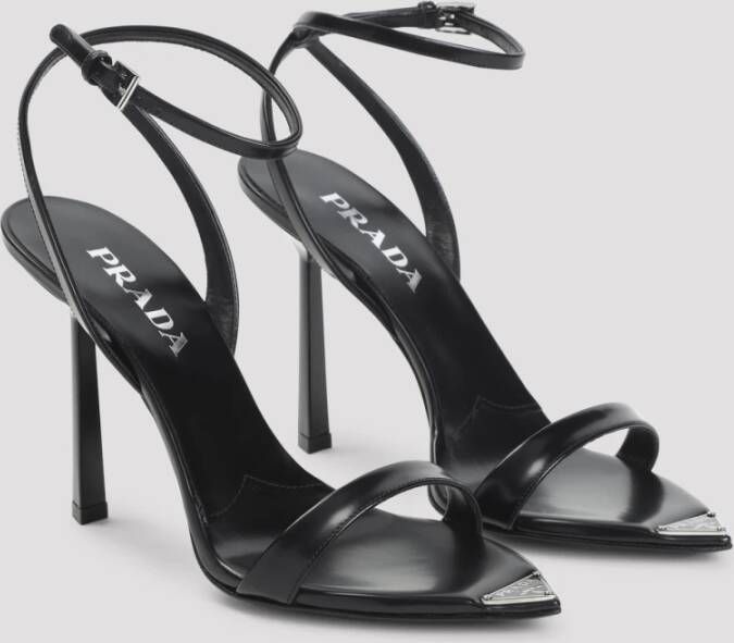 Prada Zwarte Leren Sandalen voor Vrouwen