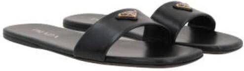 Prada Zwarte leren slide sandalen Black Dames