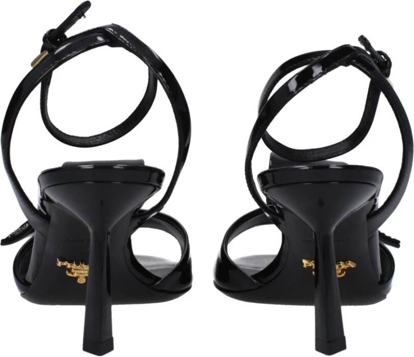 Prada Zwarte leren stiletto hak sandalen
