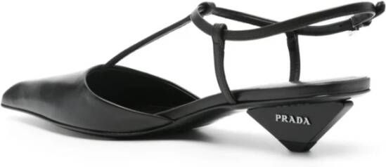 Prada Zwarte Leren Teenslippers