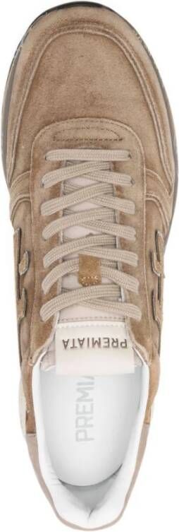 Premiata Beige Leren Sneakers Color-Block Ontwerp