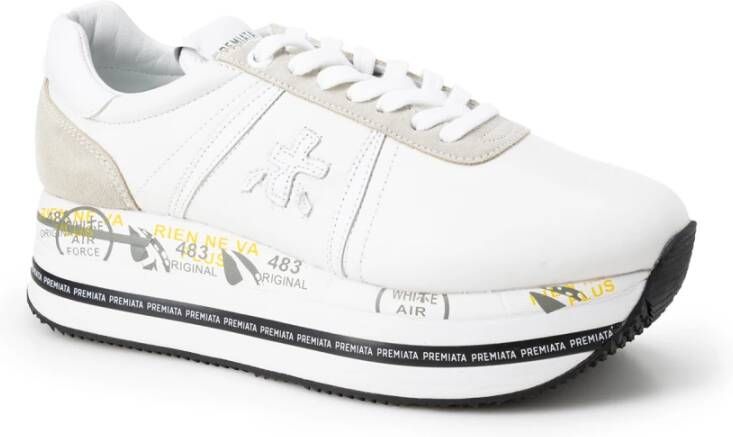 Premiata Witte Sneakers met Logo Borduursel White Dames