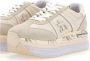 Premiata Suede Logo Sneakers Reguliere Pasvorm Rubberen Zool Beige Dames - Thumbnail 13