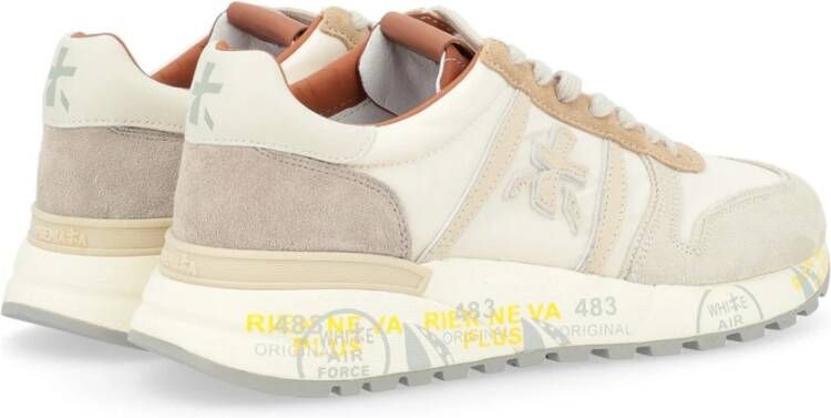 Premiata Beige Suède en Technische Stof Sneaker White Heren