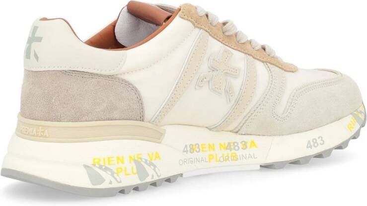 Premiata Beige Suède en Technische Stof Sneaker White Heren