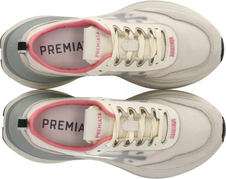 Premiata Beige Suede Hill Sneaker met Roze Details