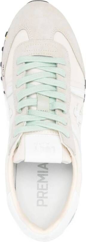 Premiata Beige Veterschoenen met Logo Patch