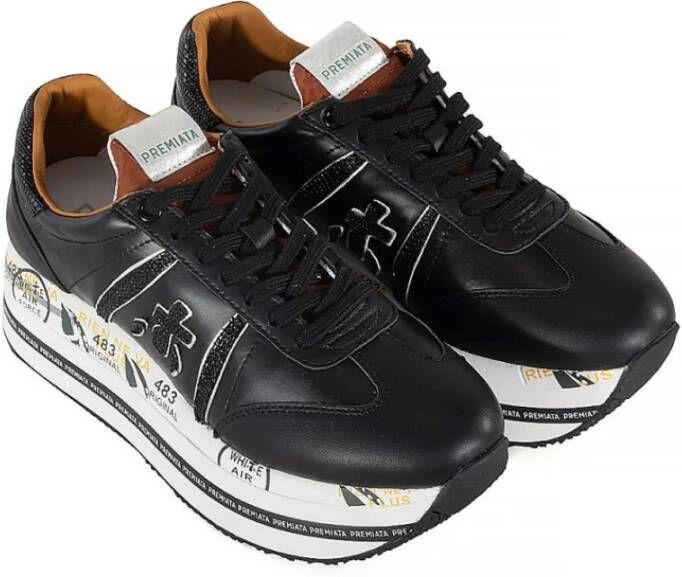 Premiata Zwarte lage sneakers voor vrouwen Black Dames