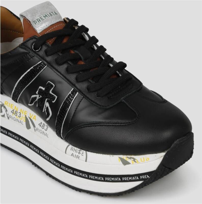 Premiata Zwarte lage sneakers voor vrouwen Black Dames