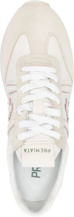 Premiata Hoge Top Sneakers in Wit Nylon en Suède White Dames