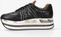 Premiata Chunky Leren Sneaker met Klassieke Prints Black Dames - Thumbnail 9