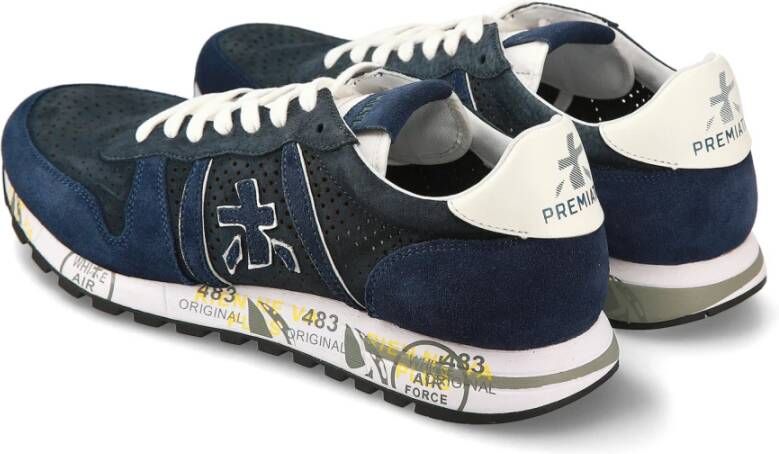 Premiata Blauwe Geperforeerde Suède Eric Sneakers Blue Heren