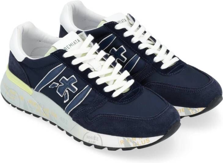 Premiata Blauwe Leren Sneaker Lander Model Blue Heren