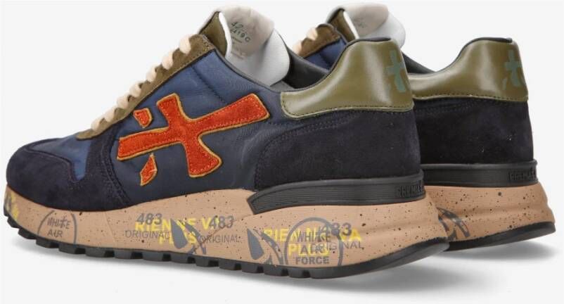 Premiata Blauwe Mix Materiaal Sneakers met Kleurrijke Details Blue Heren