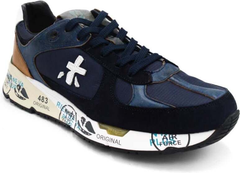 Premiata Blauwe Sneakers met Leren Voering en Rubberen Zool Blauw Heren