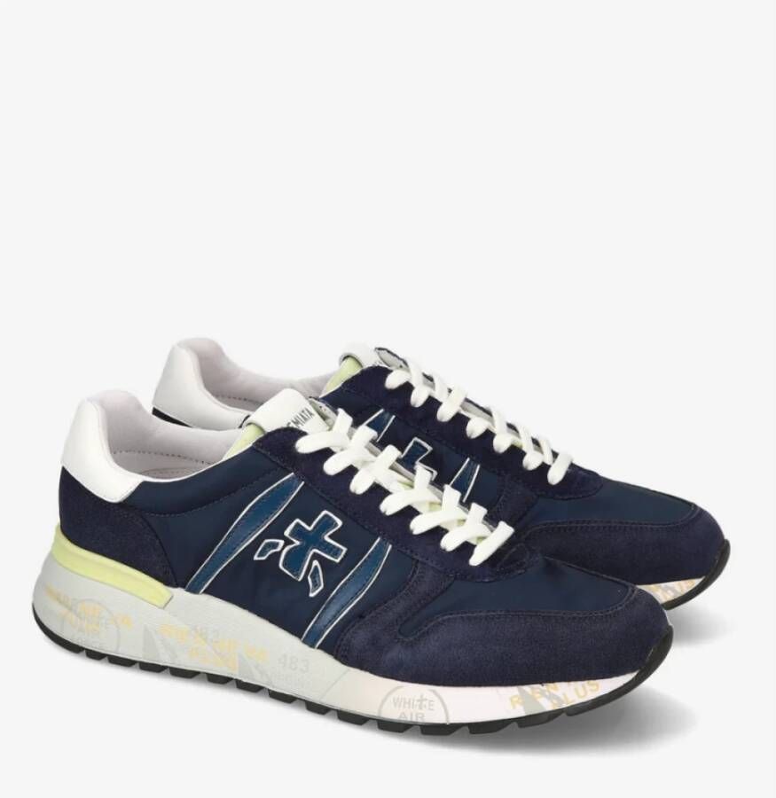 Premiata Blauwe Suède en Nylon Sneakers Blue Heren