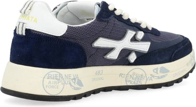 Premiata Blauwe Suède en Technische Stof Sneaker Multicolor Heren