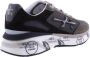 Premiata Logo Print Net en Leren Sneakers Gray Heren - Thumbnail 6