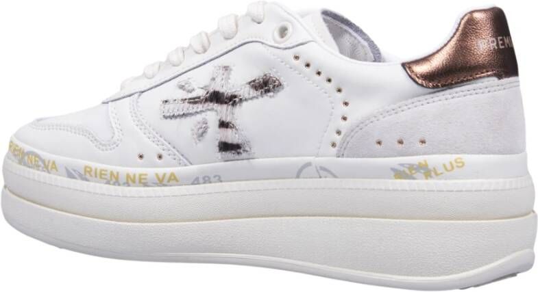 Premiata Bruine Sneakers met Bronzen Hiel White Dames