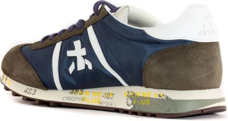 Premiata Bruine Suède en Blauwe Nylon Sneakers