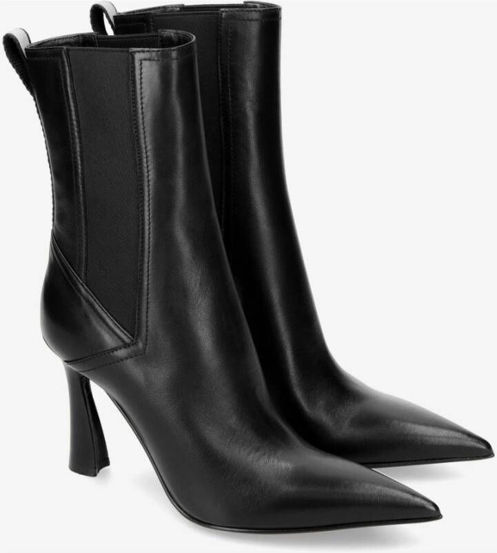 Premiata Hoge lamsskin laarsjes met hak Black Dames