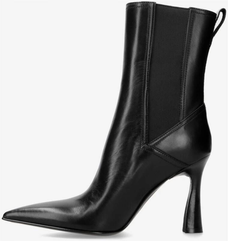 Premiata Hoge lamsskin laarsjes met hak Black Dames