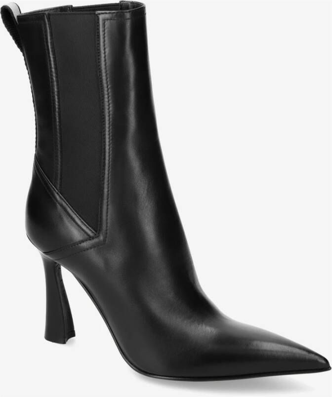 Premiata Hoge lamsskin laarsjes met hak Black Dames