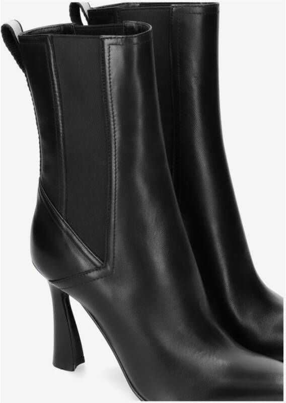 Premiata Hoge lamsskin laarsjes met hak Black Dames