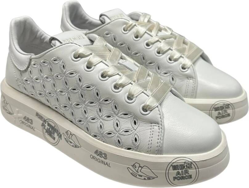 Premiata Gaatjesleer sneaker met satijnen veters White Dames
