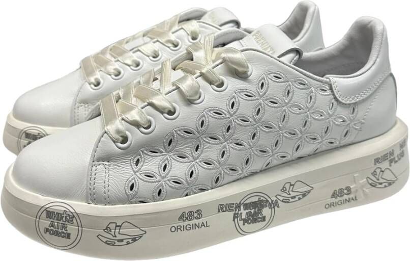 Premiata Gaatjesleer sneaker met satijnen veters White Dames
