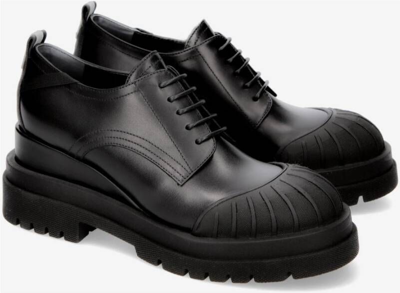 Premiata Veterschoenen M6565A van geborsteld leer met sleehak Black Dames