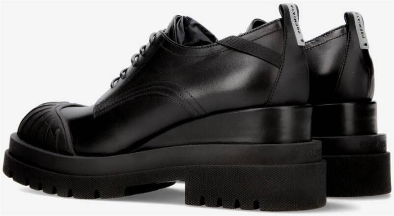 Premiata Veterschoenen M6565A van geborsteld leer met sleehak Black Dames