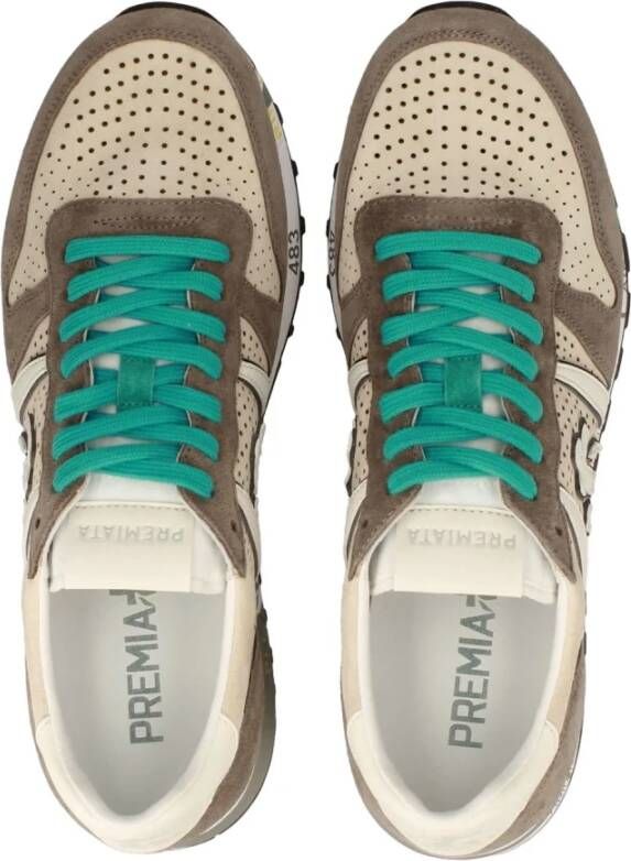 Premiata Geperforeerde beige en bruine sneakers