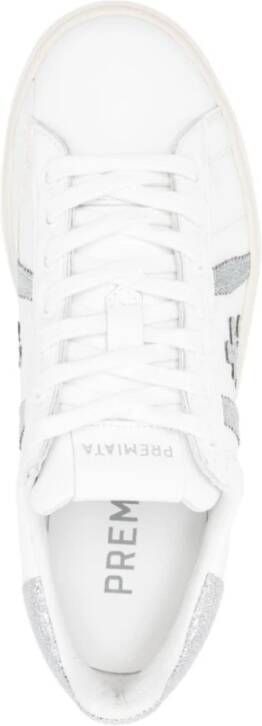 Premiata Glitter Bloemenprint Sneakers White Dames