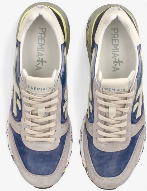 Premiata Grijs Blauw Leren Sneakers Multicolor Heren