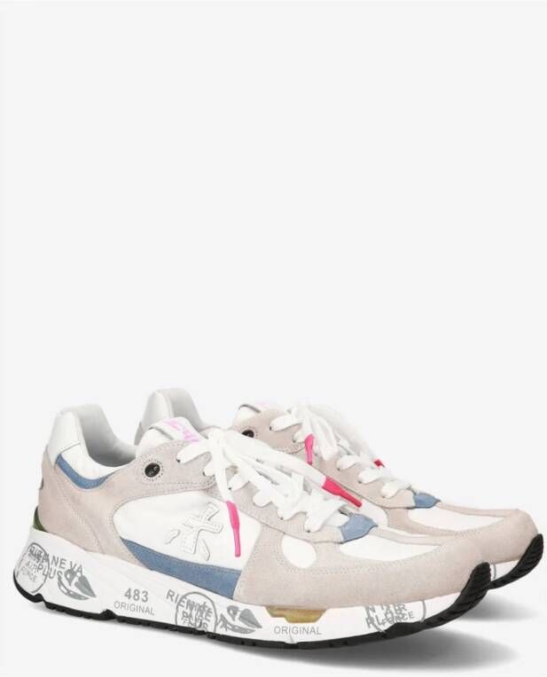 Premiata Grijs Wit Leren Sneakers Multicolor Heren