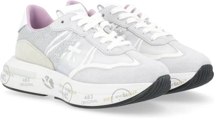 Premiata Grijze en beige sneakers met pailletten Multicolor Dames