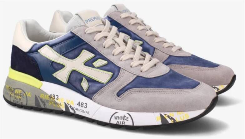 Premiata Grijze en Blauwe Leren Sneakers Multicolor Heren