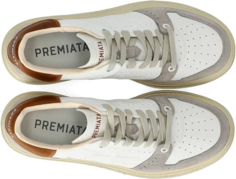 Premiata Grijze Leren Sneaker met Suède Details
