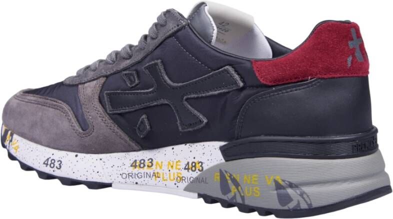 Premiata Grijze Mick Sneakers met Burgundy Detail Gray Heren