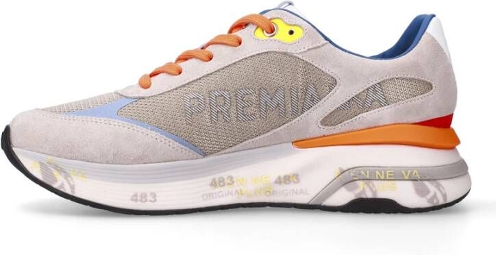 Premiata Grijze Sneakers met Multikleurige Details